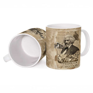 Frederick Douglass Ceramic Mug Sepia Newspaper Collage Civil Rights March Historic Quote Design - African Pride