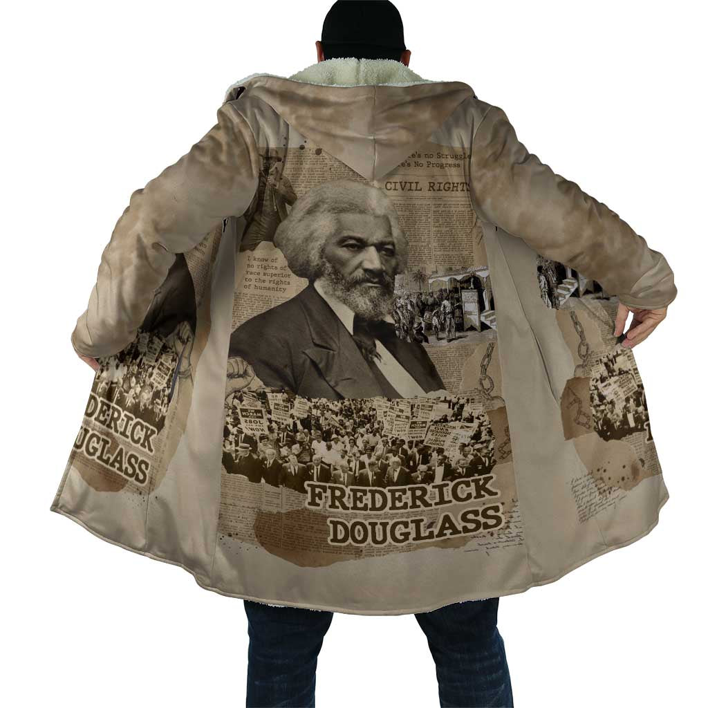 Frederick Douglass Cloak Sepia Newspaper Collage Civil Rights March Historic Quote Design - African Pride