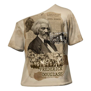 Frederick Douglass Cross Shoulder Shirt Sepia Newspaper Collage Civil Rights March Historic Quote Design - African Pride