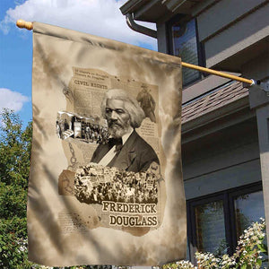Frederick Douglass Garden Flag Sepia Newspaper Collage Civil Rights March Historic Quote Design - African Pride
