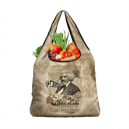 Frederick Douglass Grocery Bag Sepia Newspaper Collage Civil Rights March Historic Quote Design - African Pride