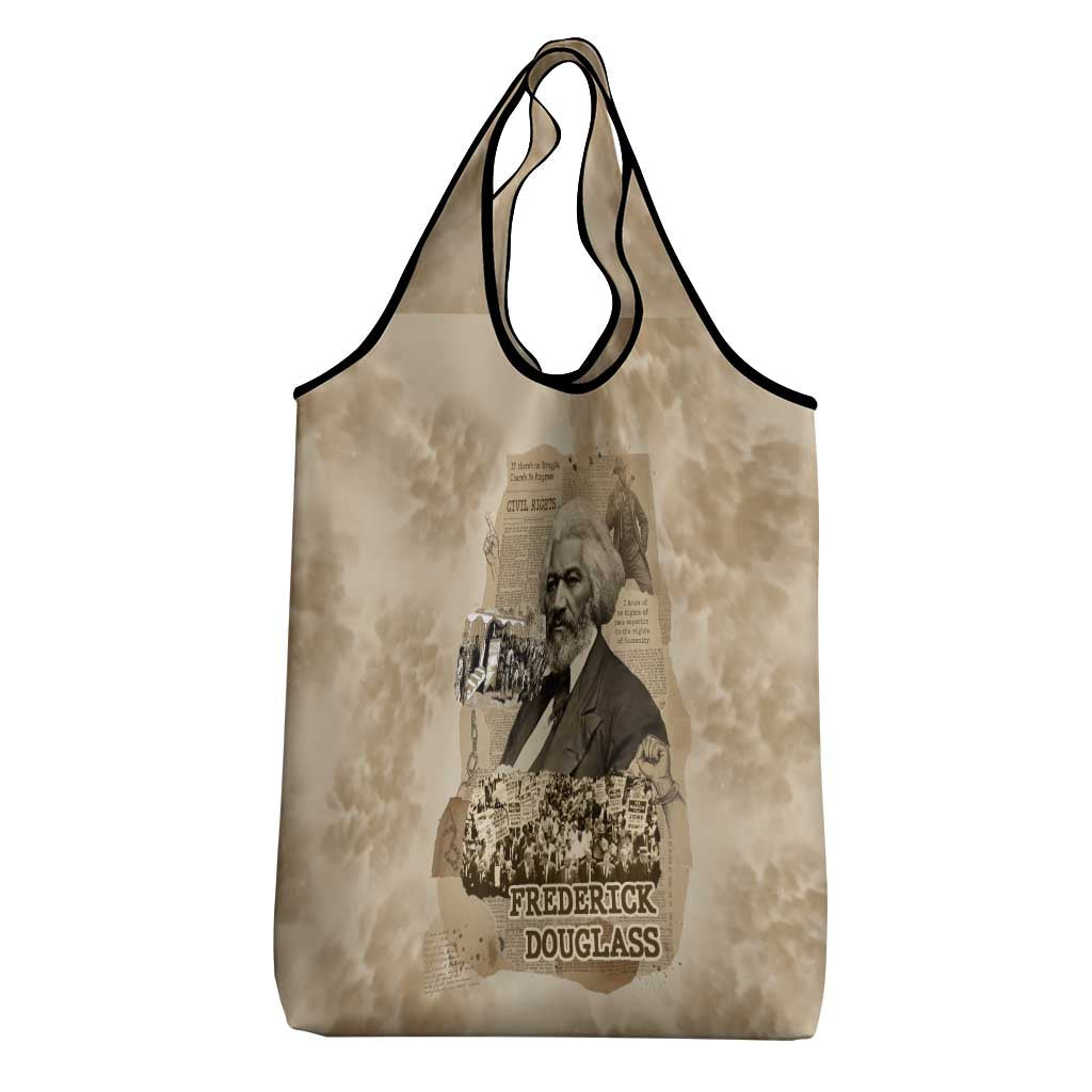 Frederick Douglass Grocery Bag Sepia Newspaper Collage Civil Rights March Historic Quote Design - African Pride
