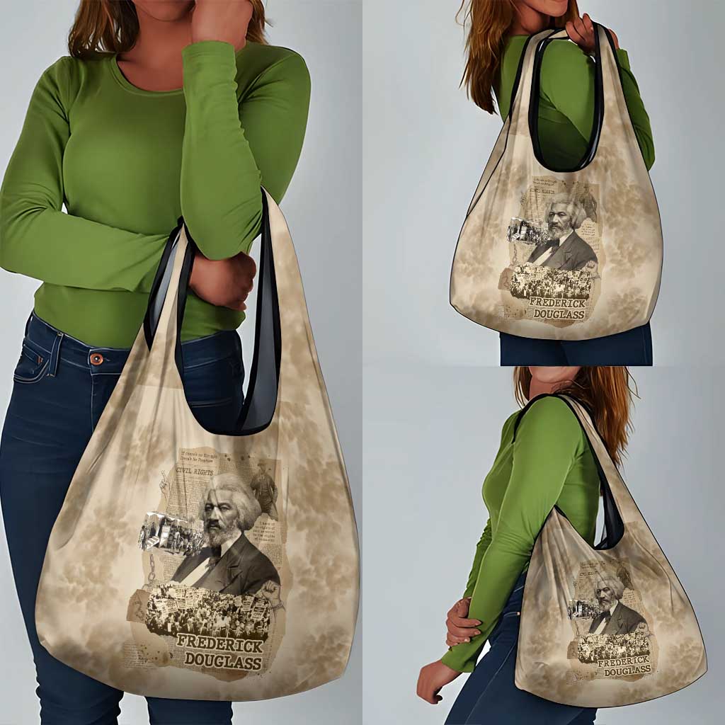 Frederick Douglass Grocery Bag Sepia Newspaper Collage Civil Rights March Historic Quote Design - African Pride