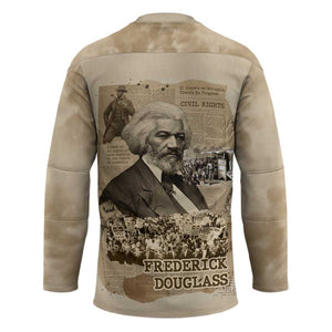 Frederick Douglass Hockey Jersey Sepia Newspaper Collage Civil Rights March Historic Quote Design - African Pride