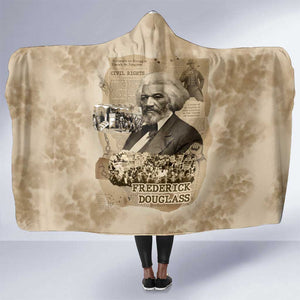 Frederick Douglass Hooded Blanket Sepia Newspaper Collage Civil Rights March Historic Quote Design - African Pride