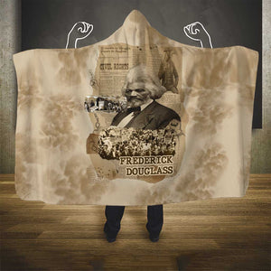 Frederick Douglass Hooded Blanket Sepia Newspaper Collage Civil Rights March Historic Quote Design - African Pride