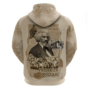 Frederick Douglass Hoodie Sepia Newspaper Collage Civil Rights March Historic Quote Design - African Pride