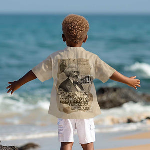 Frederick Douglass Kid Hawaiian Shirt Sepia Newspaper Collage Civil Rights March Historic Quote Design TS04