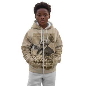 Frederick Douglass Kid Hoodie Sepia Newspaper Collage Civil Rights March Historic Quote Design - African Pride