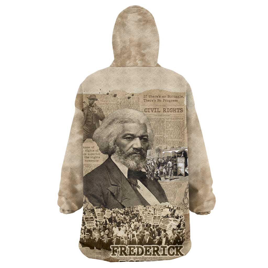 Frederick Douglass Kid Wearable Blanket Hoodie Sepia Newspaper Collage Civil Rights March Historic Quote Design - African Pride