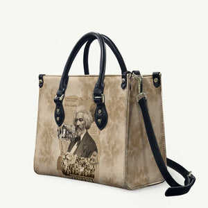 Frederick Douglass Leather Bag Sepia Newspaper Collage Civil Rights March Historic Quote Design - African Pride