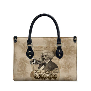 Frederick Douglass Leather Bag Sepia Newspaper Collage Civil Rights March Historic Quote Design - African Pride