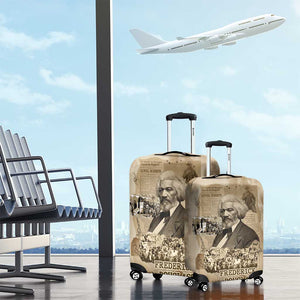 Frederick Douglass Luggage Cover Sepia Newspaper Collage Civil Rights March Historic Quote Design - African Pride