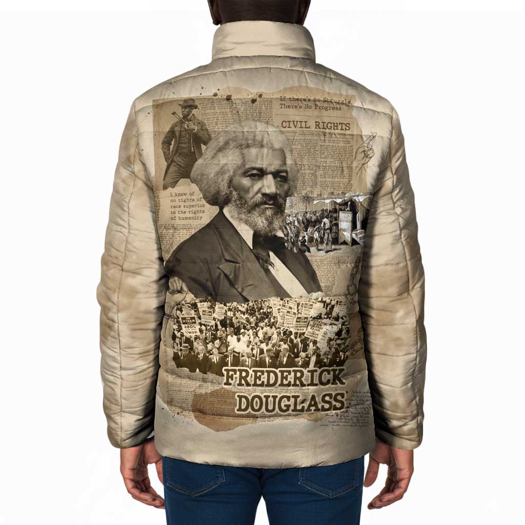 Frederick Douglass Padded Jacket Sepia Newspaper Collage Civil Rights March Historic Quote Design - African Pride