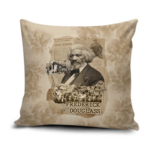 Frederick Douglass Pillow Cover Sepia Newspaper Collage Civil Rights March Historic Quote Design - African Pride