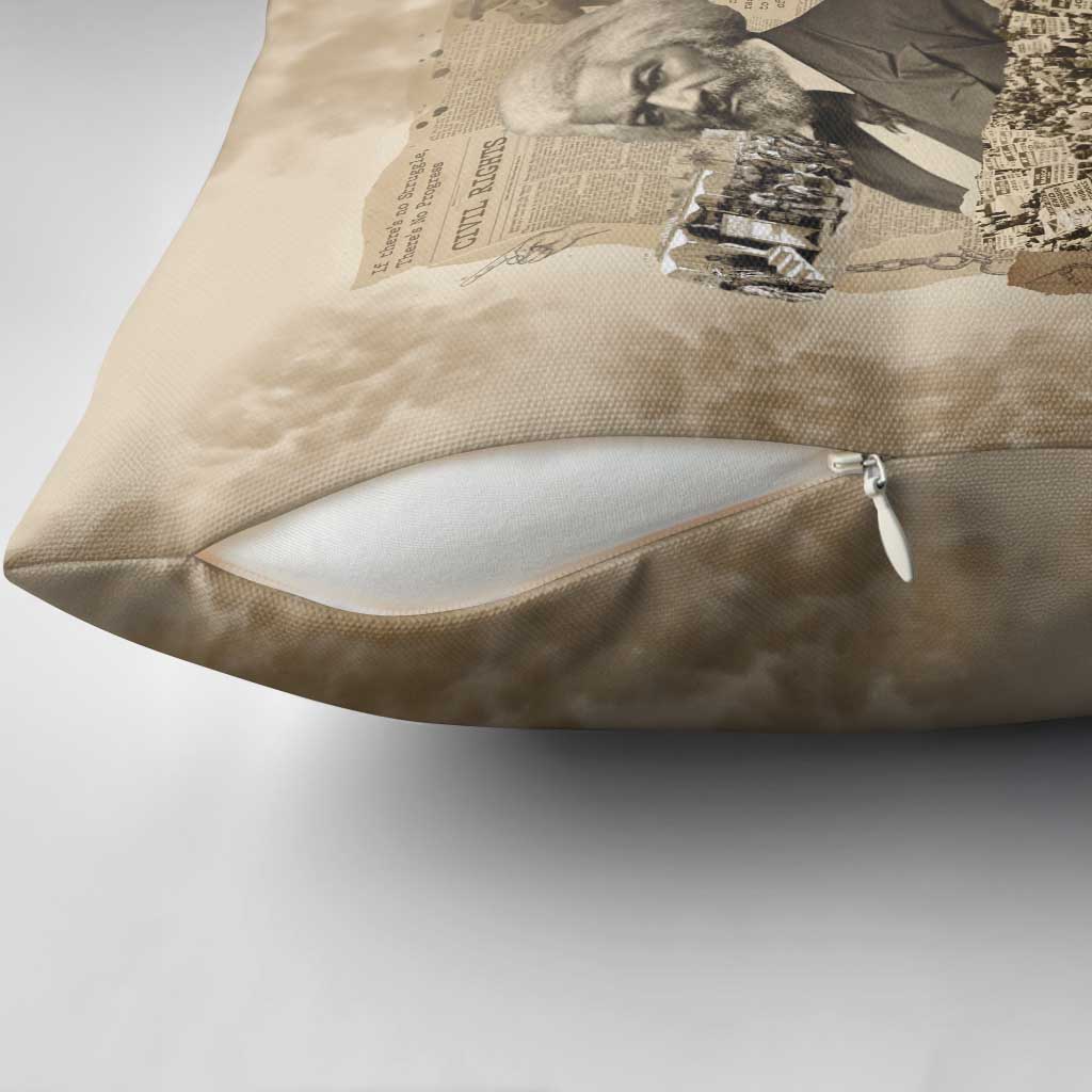 Frederick Douglass Pillow Cover Sepia Newspaper Collage Civil Rights March Historic Quote Design - African Pride