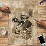Frederick Douglass Puzzle Sepia Newspaper Collage Civil Rights March Historic Quote Design - African Pride