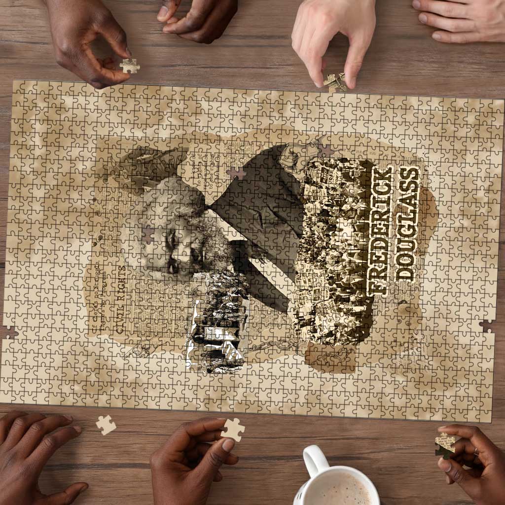 Frederick Douglass Puzzle Sepia Newspaper Collage Civil Rights March Historic Quote Design - African Pride