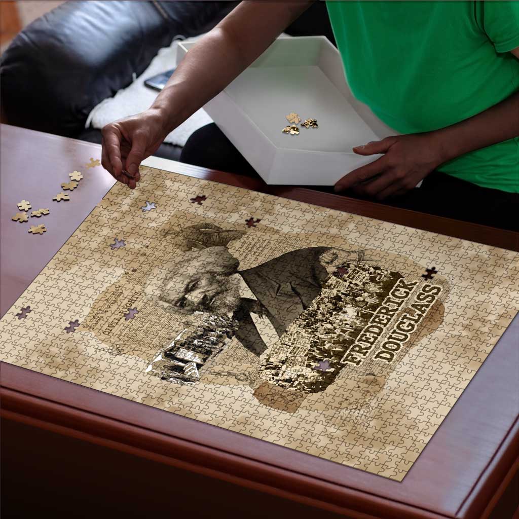 Frederick Douglass Puzzle Sepia Newspaper Collage Civil Rights March Historic Quote Design - African Pride