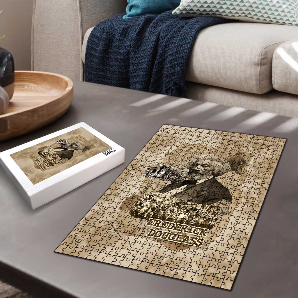 Frederick Douglass Puzzle Sepia Newspaper Collage Civil Rights March Historic Quote Design - African Pride