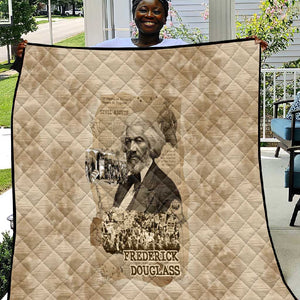 Frederick Douglass Quilt Sepia Newspaper Collage Civil Rights March Historic Quote Design - African Pride