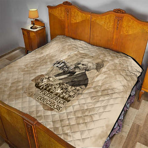 Frederick Douglass Quilt Sepia Newspaper Collage Civil Rights March Historic Quote Design - African Pride