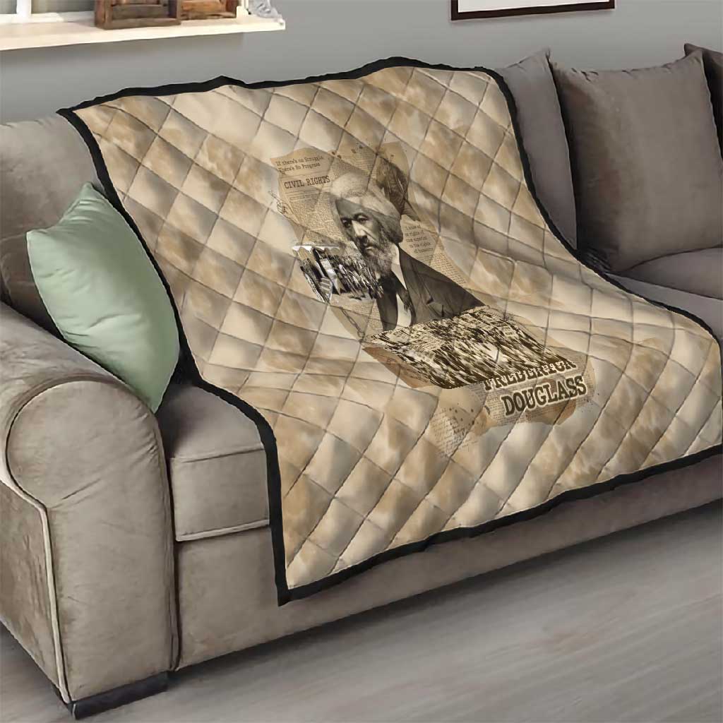 Frederick Douglass Quilt Sepia Newspaper Collage Civil Rights March Historic Quote Design - African Pride