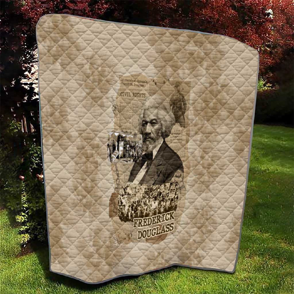 Frederick Douglass Quilt Sepia Newspaper Collage Civil Rights March Historic Quote Design - African Pride