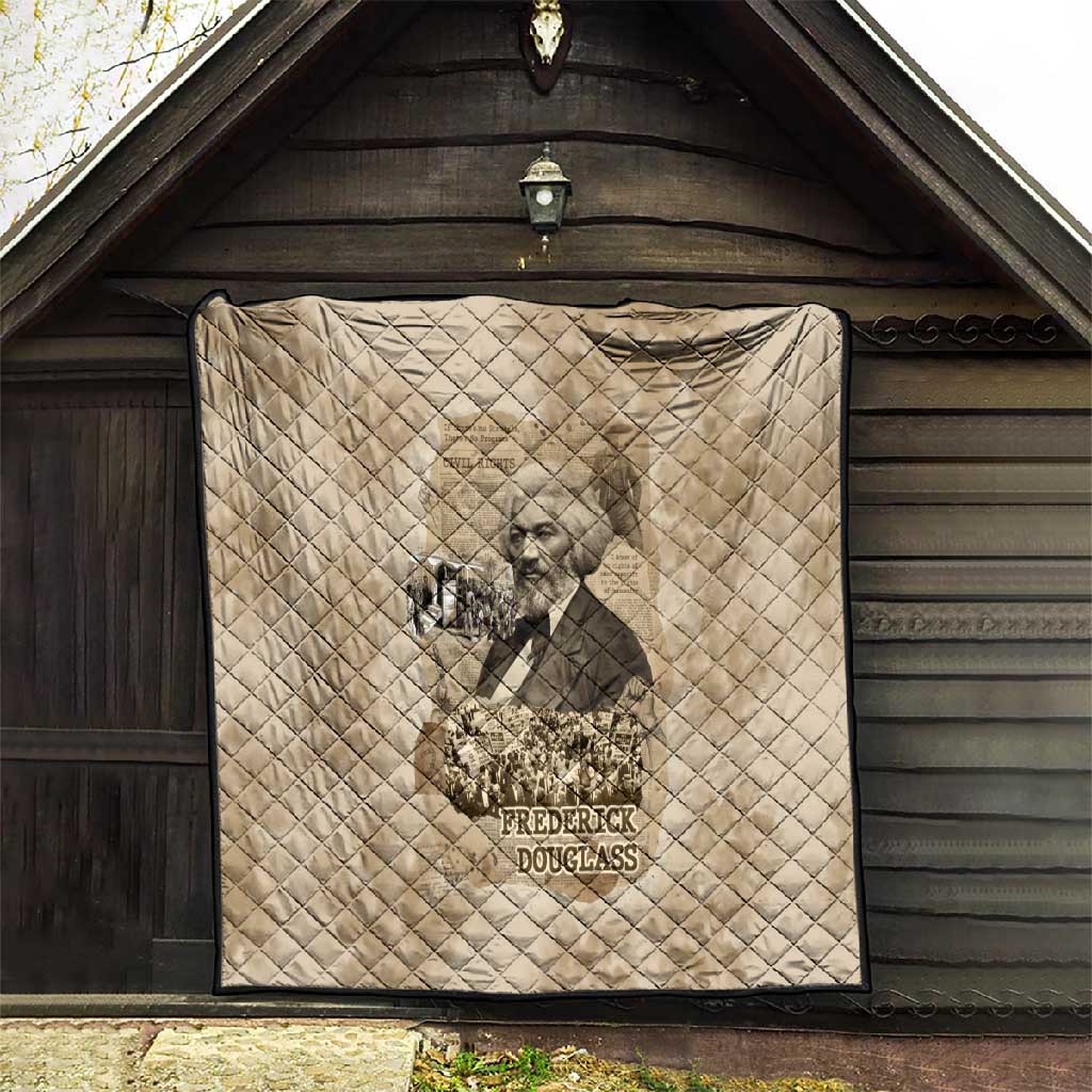 Frederick Douglass Quilt Sepia Newspaper Collage Civil Rights March Historic Quote Design - African Pride