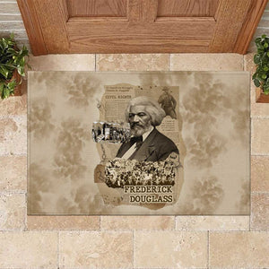 Frederick Douglass Rubber Doormat Sepia Newspaper Collage Civil Rights March Historic Quote Design - African Pride