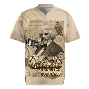Frederick Douglass Rugby Jersey Sepia Newspaper Collage Civil Rights March Historic Quote Design TS04