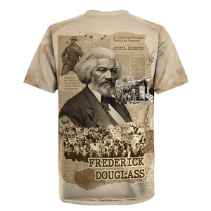 Frederick Douglass Rugby Jersey Sepia Newspaper Collage Civil Rights March Historic Quote Design TS04