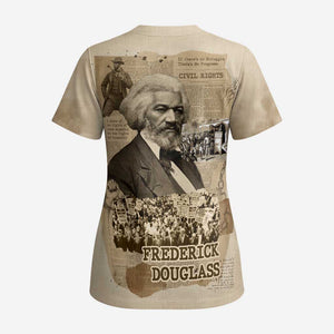Frederick Douglass Scrub Top Sepia Newspaper Collage Civil Rights March Historic Quote Design - African Pride