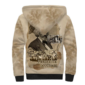 Frederick Douglass Sherpa Hoodie Sepia Newspaper Collage Civil Rights March Historic Quote Design - African Pride