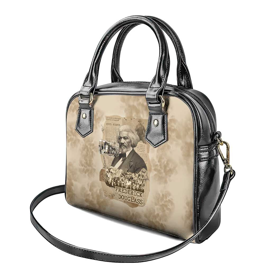 Frederick Douglass Shoulder Handbag Sepia Newspaper Collage Civil Rights March Historic Quote Design - African Pride