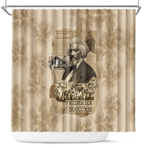 Frederick Douglass Shower Curtain Sepia Newspaper Collage Civil Rights March Historic Quote Design - African Pride