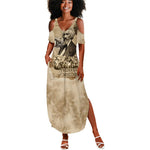 Frederick Douglass Summer Maxi Dress Sepia Newspaper Collage Civil Rights March Historic Quote Design TS04