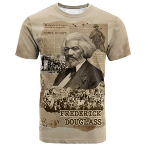 Frederick Douglass T shirt Sepia Newspaper Collage Civil Rights March Historic Quote Design TS04