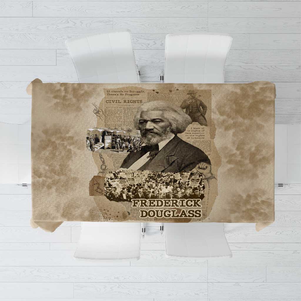 Frederick Douglass Tablecloth Sepia Newspaper Collage Civil Rights March Historic Quote Design - African Pride