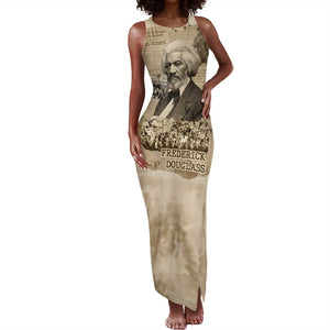 Frederick Douglass Tank Maxi Dress Sepia Newspaper Collage Civil Rights March Historic Quote Design - African Pride