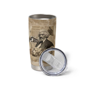 Frederick Douglass Tumbler Cup Sepia Newspaper Collage Civil Rights March Historic Quote Design - African Pride