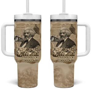 Frederick Douglass Tumbler With Handle Sepia Newspaper Collage Civil Rights March Historic Quote Design - African Pride