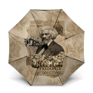 Frederick Douglass Umbrella Sepia Newspaper Collage Civil Rights March Historic Quote Design - African Pride