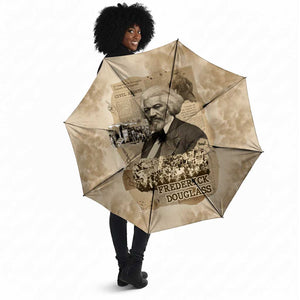 Frederick Douglass Umbrella Sepia Newspaper Collage Civil Rights March Historic Quote Design - African Pride