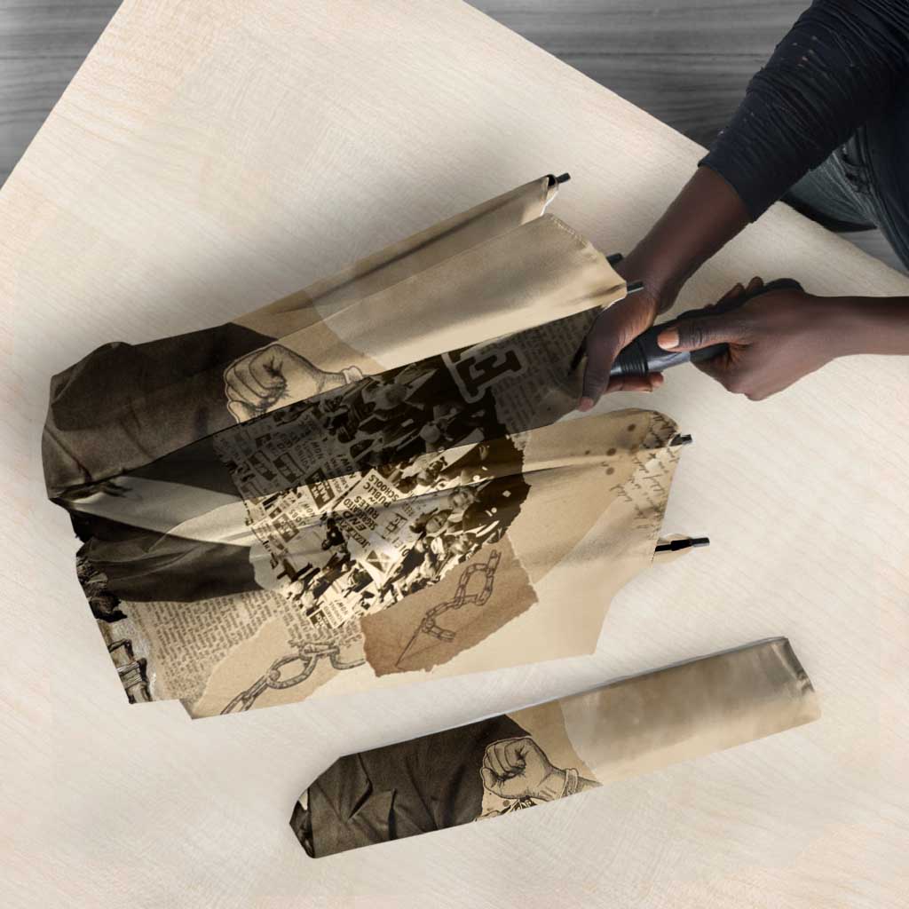 Frederick Douglass Umbrella Sepia Newspaper Collage Civil Rights March Historic Quote Design - African Pride