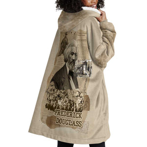 Frederick Douglass Wearable Blanket Hoodie Sepia Newspaper Collage Civil Rights March Historic Quote Design - African Pride