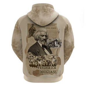 Frederick Douglass Zip Hoodie Sepia Newspaper Collage Civil Rights March Historic Quote Design - African Pride