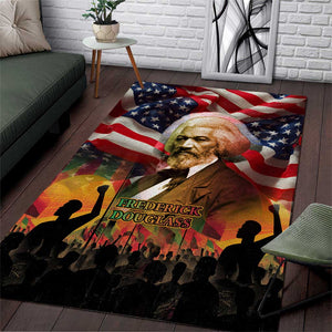 Frederick Douglass Area Rug American Flag Background Powerful Quote Build Strong Children Civil Rights Tribute - African Pride