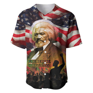 Frederick Douglass Baseball Jersey American Flag Background Powerful Quote Build Strong Children Civil Rights Tribute TS04