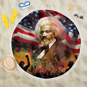 Frederick Douglass Beach Blanket American Flag Background Powerful Quote Build Strong Children Civil Rights Tribute - African Pride